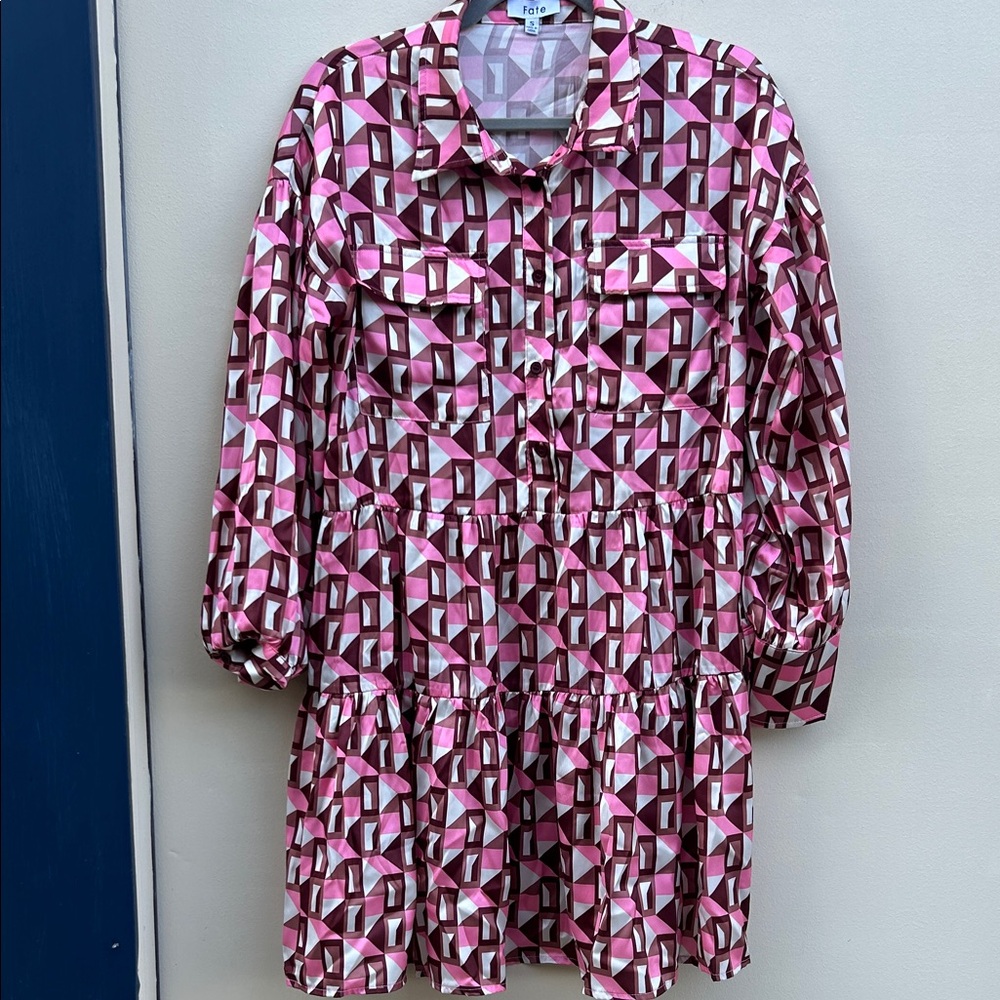 Fate Pink Geometric Mini Dress